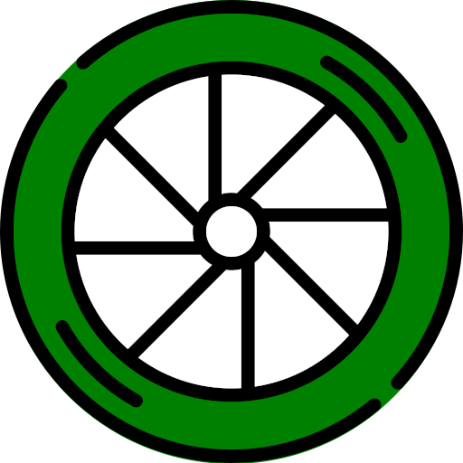 Dessin d'une roue de v&eacute;lo en vert et blanc